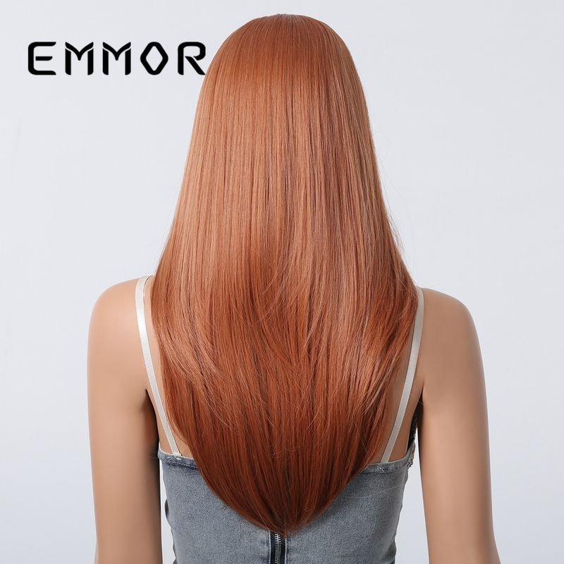 Women Fashion Orange Long Straight Wig